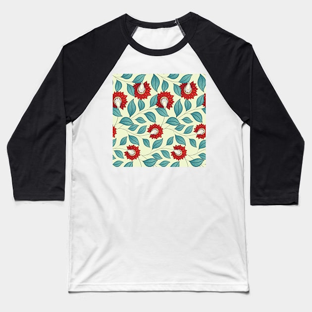 Spring Pattern with Floral Motifs Baseball T-Shirt by lissantee